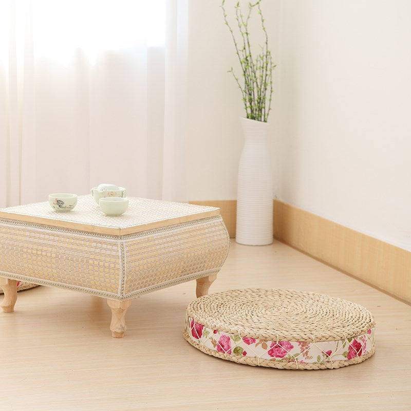 40CM Round Pouf Tatami Cushion Floor Mat Natural Straw Meditation
