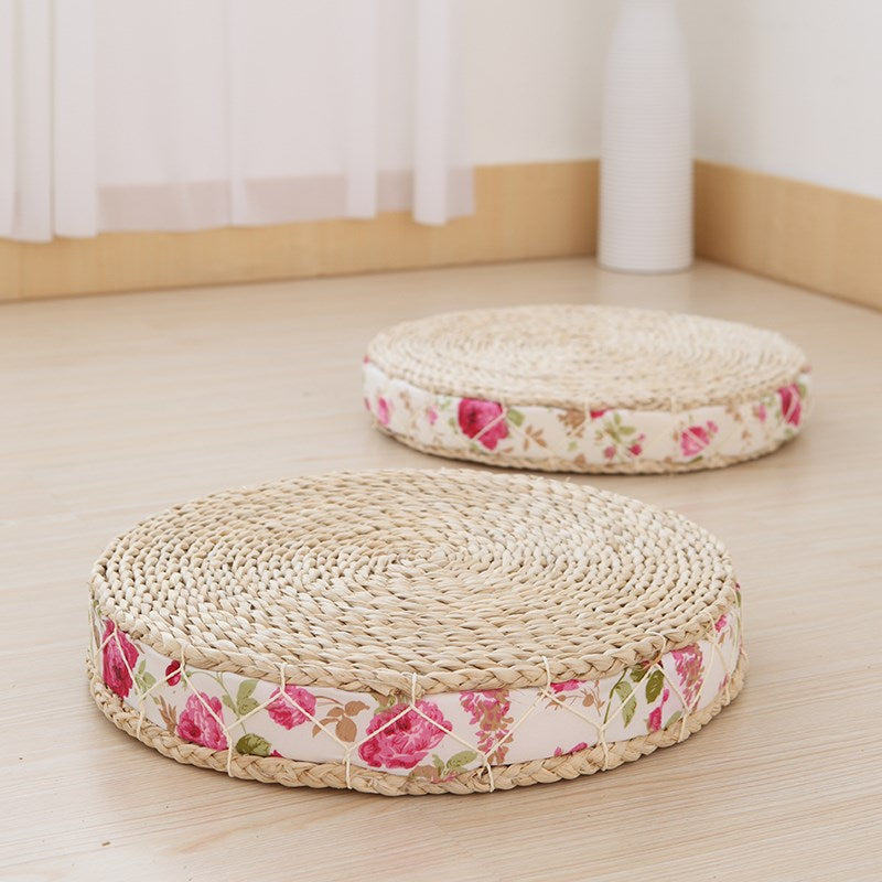 40CM Round Pouf Tatami Cushion Floor Mat Natural Straw Meditation