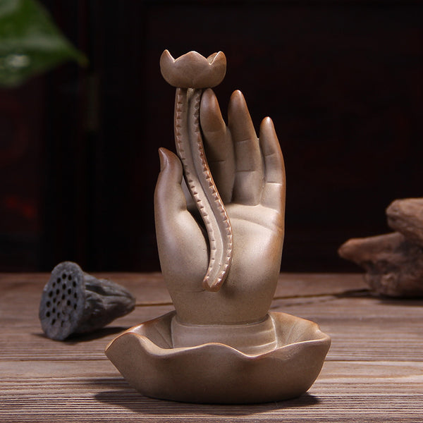 Hand Lotus Incense Burner Zen Decor